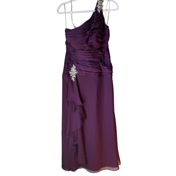 Jade Couture Dresses & Skirts - Jade Couture Dress Mother of the Bride Groom Ruched One Shoulder Purple Size 6